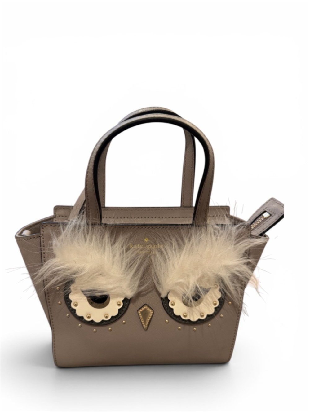 Kate Spade Star Bright Owl Mini Hadlee Satchel Gray Leather EUC + COA - Picture 3 of 12